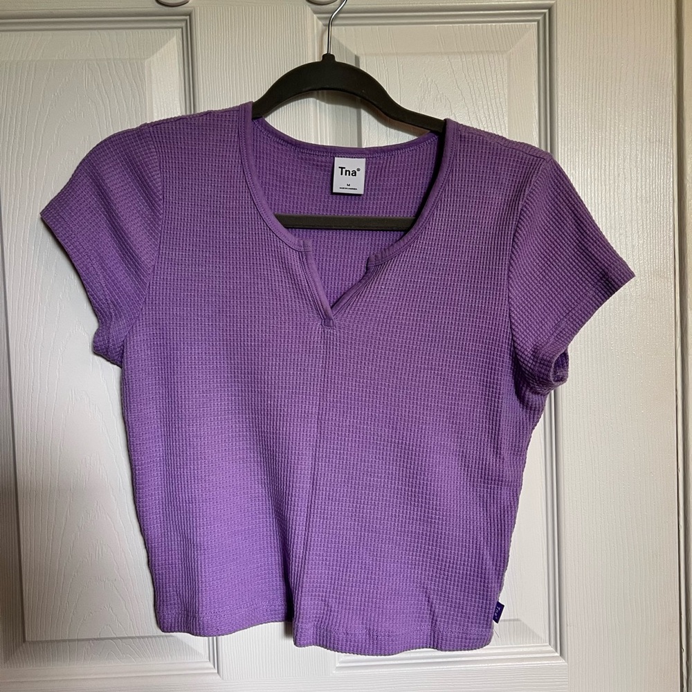 TNA Purple Capped Sleeve Crop Tee